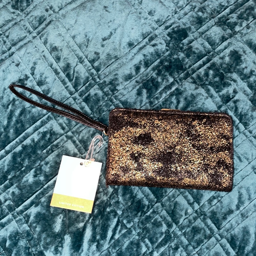 Faux Animal Hair Metallic Wallet